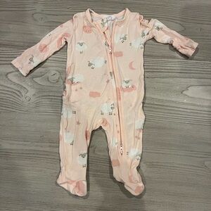 Pink Sheep Print Footie